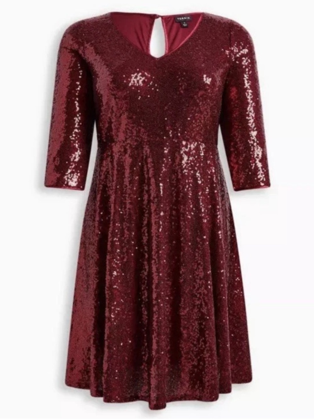 Torrid Burgundy Sequin V-Neck Fit & Flare Dress - 2X